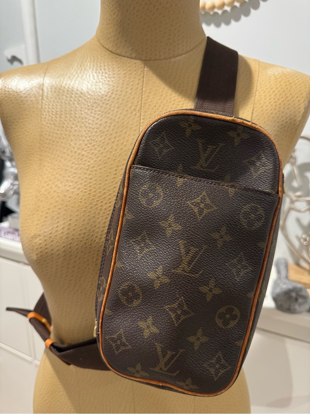 Louis Vuitton Monogram Brown & Tan Sling Belt Bag